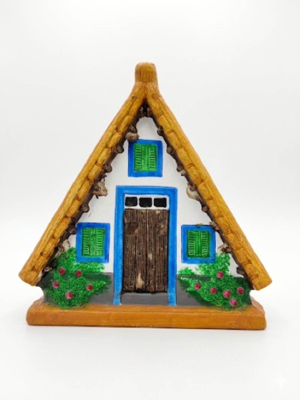 Rustic A-Frame Cottage Wall Accent in White, Blue, Green